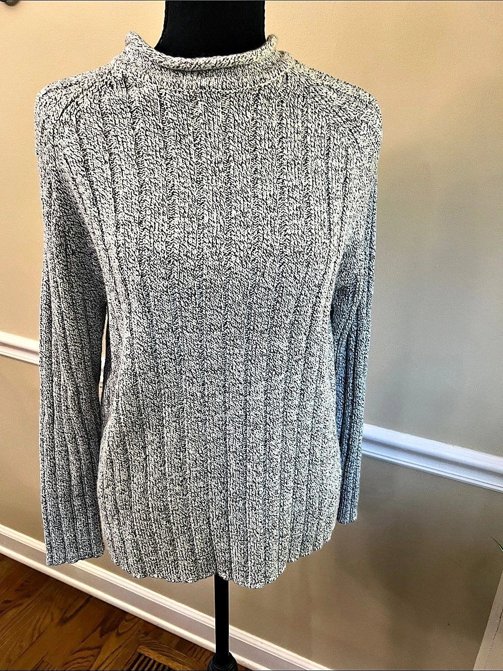 Carolyn Taylor Ribbed Knit Sweater Gray XL